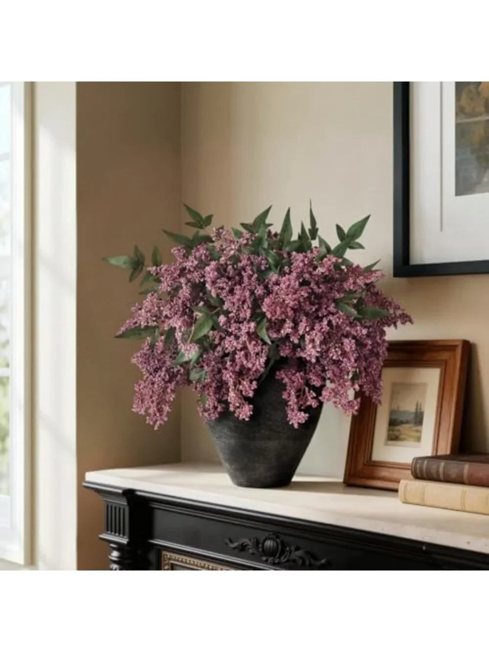 12 Pcs Lifelike Artificial Nandina Berry Stems - Dusty Plum Vase Decor